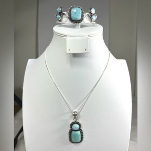 Larimar Pendant & Bracelet 925 Gemstone Set